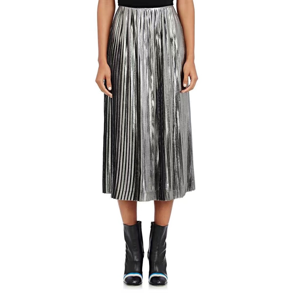 Elegant Silver Pleated Skirt